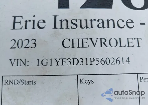 2023 Chevrolet Corvette Z06 Rwd 3Lz из США, поврежденный, VIN 1G1YF3D31P5602614